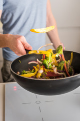 cooking in the kitchen