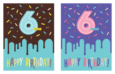 Birthday card with number 6 celebration candle - 189969368
