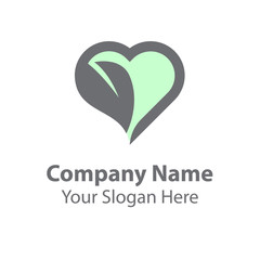 leaf love logo design, green nature love