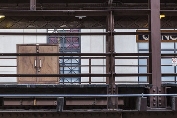 Fototapeta premium Metal box locked up on elevated train platform