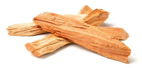close up of sandalwood isolatd on the white background