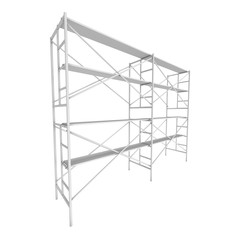 Scaffolding metal construction isolated on white. 3d render illustration