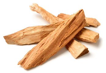 close up of sandalwood isolatd on the white background