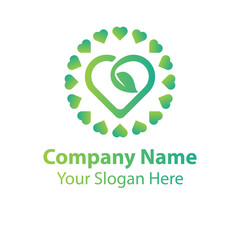 leaf love logo design, green nature love