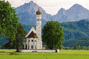 Barocke Wallfahrtskirche Sankt Coloman, Schwangau Alpen, Allgäu in Bayern