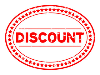 Grunge red discount word oval rubber seal stamp on white background
