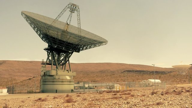 Highly realistic animation of a large satellite adjusting its position.