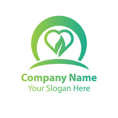 leaf love logo design, green nature love