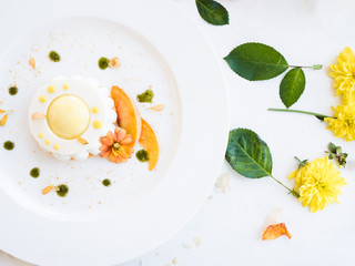 children party dessert cake floral background concept. celebrative mood. delicious restaurant food.