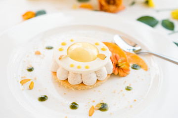 children party dessert cake floral background concept. celebrative mood. delicious restaurant food.