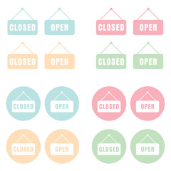 open and closed sign in pastel colors