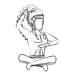 American indian seated icon vector illustration graphic design