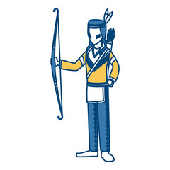 American indian with arch icon vector illustration graphic design