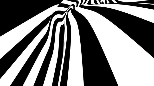 Abstract black and white striped optical illusion three dimensional geometrical shape