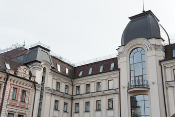 Fototapeta na wymiar Restored historic building with large windows