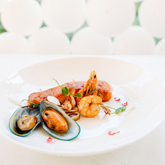 delicious luxury seafood assortment concept. asian cuisine. gourmet food.