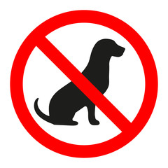 No dogs allowed. Dog prohibition sign, vector illustration.