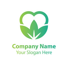 leaf love logo design, green nature love