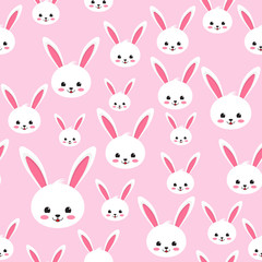 Easter rabbit seamless pattern on pink background