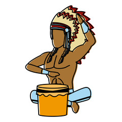 American indian seated icon vector illustration graphic design
