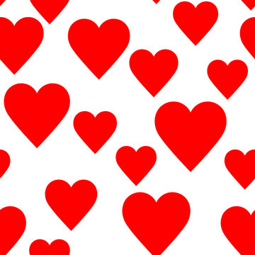 Red hearts seamless pattern. Valentines day background vector illustration