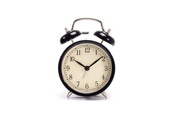 Vintage clock on white background