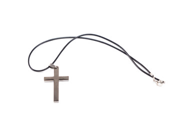 Cross with chain on white background