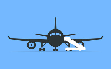 Boarding an airplane.