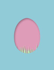 Pastel colored minimal easter design with colored easter eggs and grass on background