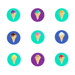 Set of ice cream cones icons
