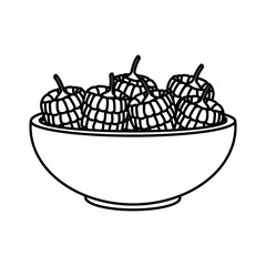 Raspberries on bowl icon vector illustration graphic design