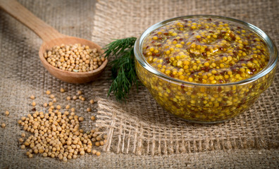 Mustard in glass bowl