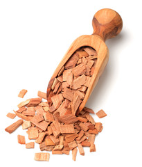 close up of sandalwood isolatd on the white background