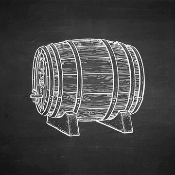 Chalk sketch of wooden barrel.