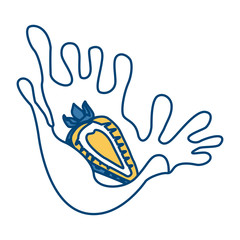 Obraz premium Strawberry milk splash icon vector illustration graphic design