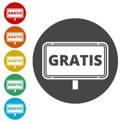 Gratis sign, icon, stamp 