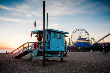 plage de Santa Monica à Los Angeles - obrazy, fototapety, plakaty