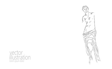 Fototapeta na wymiar Aphrodite of Milos Venus de Milo ancient Greek statue low poly modern art. Polygonal triangle point line abstract white gray monochrome neutral background museum poster template vector illustration