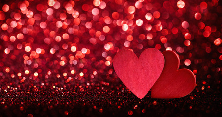 Glittering Effect With Red Hearts 