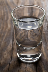 German hard liquor Korn Schnapps in shot glass