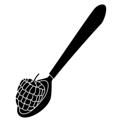 Raspberry on spoon icon vector illustration graphic design