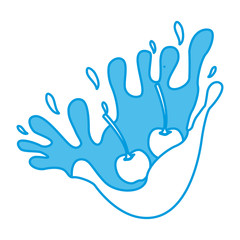 Cherries milk splash icon vector illustration graphic design