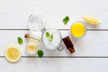 Organic cosmetics concept with lemon ingredients 