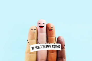 Stop racism icon. To protect the earth together