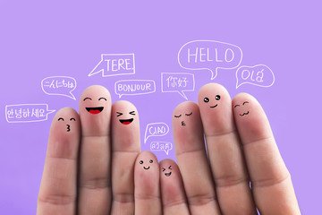 Say hello in different languages, fingers