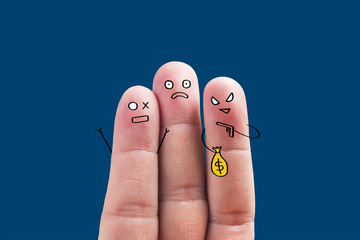Finger illustrations，Four fingers deduct the robbery scene