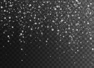 Glitter falling stars. Transparent vector effect.