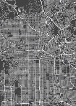 Los Angeles city plan, detailed vector map