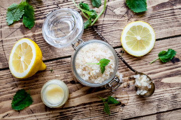 Organic cosmetics concept with lemon ingredients 