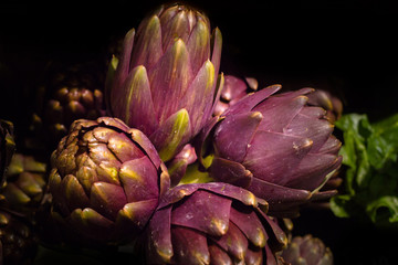 Obraz premium Purple artichoke isolated. Market place. Vegetarian organic diet